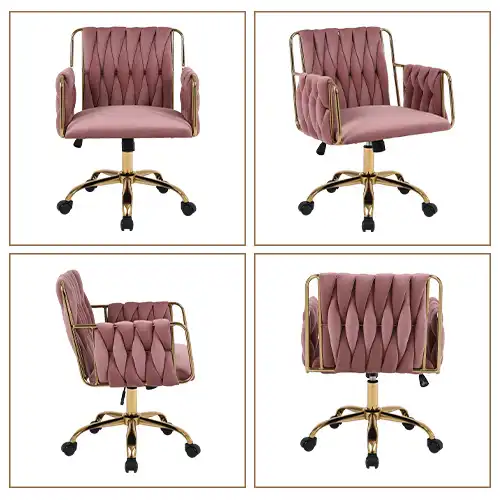 Hand-woven Velvet Office Chair on Wheels: Craftsmanship Guide